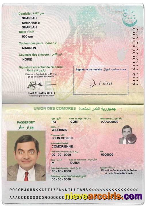 Union des Comores passport